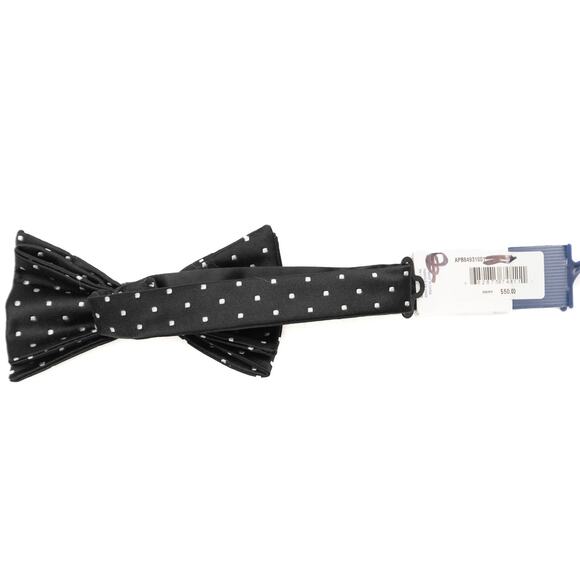 Izod Pre-Tied Adjustable Black Polka Dot Bow Tie Bowtie - Picture 3 of 6